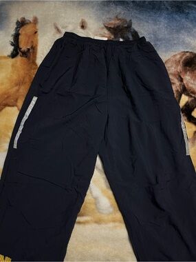 US Navy Military Blue Yellow Nylon Track Pants Size Medium-Long